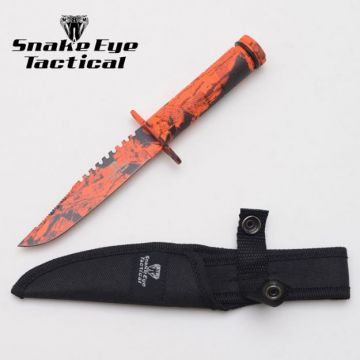 Snake Eye Survival Knife with Nylon Case 8.5" Red Lava Camo